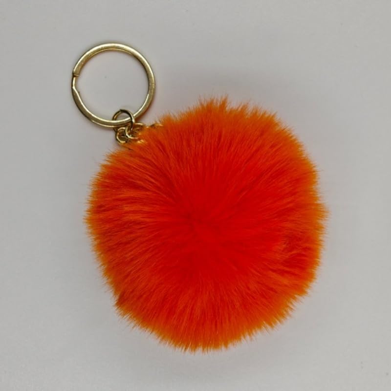 4 Pcs Pom Pom Keychains - Faux Fur Ball Key Rings Fluffy Rabbit Fur Pompoms Keychains - Image 3
