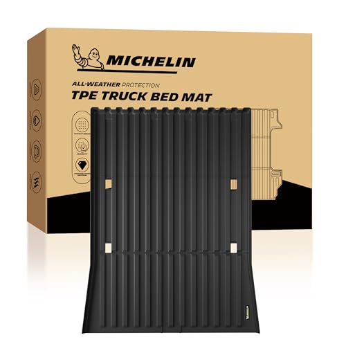 MICHELIN Truck Bed Mat for 2025 2026 Tesla Cybertruck - Latest Bed with Corrugated Front Wall All-Weather Truck Bed Liner Custom Fit Durable TPE Bedliner Non-Slip