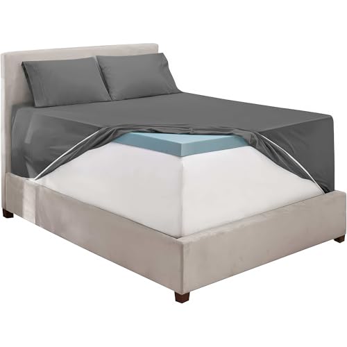 Image of Hearth & Harbor Bed Linen Set - 4Pc King Luxury Sheet Set (Charcoal Stone Gray, Microfiber) - Deep Pocket, Fits Up to 24 inch Mattress, Soft & Breathable | 4 Piece Bed Sheet Set, Ultra Soft & Breathable, Fits Up to 24 inch Mattress, Hotel Luxury
