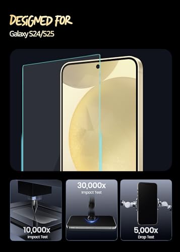 Image of Lensarmor Samsung S24 / S25 Clear Borderless Tempered Glass - Premium Military Grade 9H+ Screen Protector for Galaxy S24 and S25 Series - Ultrasonic Fingerprint Compatible Edge-to-Edge HD Screen Guard
