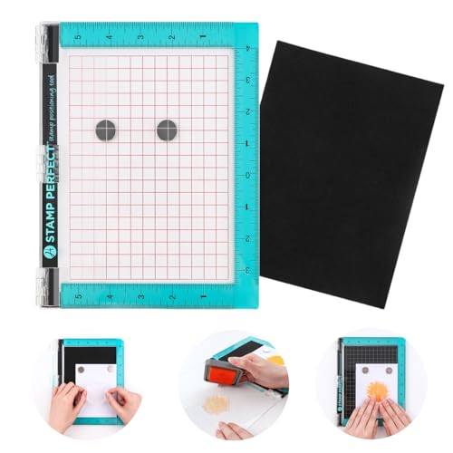 Acrylic Stamp Positioning Tool Includes Magnets and Foam Pad,9x7.2inch Stamp Positioner with Grid Lines Perfect Positioning Stamping with Clear Stamps for Card Making Scrapbooking and Other
