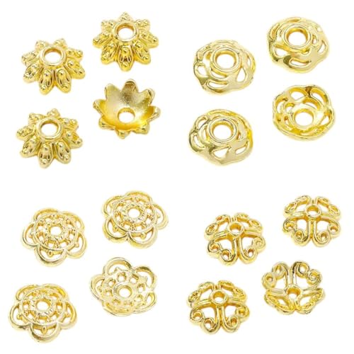 New 2025 Unisex Trendy Hollow Flower Beads End Caps, 14K/18K Gold Plated Brass Bead Caps For Diy Bracelet Necklace Making Accessories Jewelry Findings Fashion Creative Gift For Women And Men