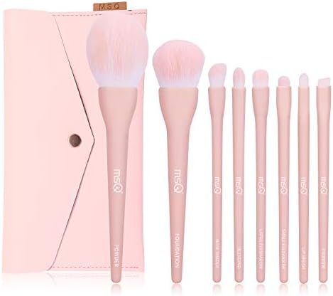 MSQ Make Up Brushes 8Pcs Makeup Brush Set Foundation Brush Blending Brush Eyeshadow Brushes Eye Brushes Set (Pink)