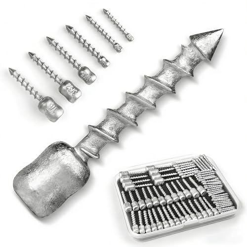 60/80-PCs Hard Alloy Screw Nail Weights Stamped Insert Bass Fishing Sinkers Assortment 6 Sizes for Neko Rig/Hover Rig&Wacky Worm Rig