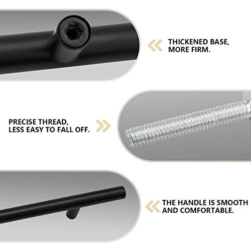 Bwintech 12 Pcs 250MM (160MM Hole Center) Matt Black Cabinet Pull Handles Kitchen T Bar Handles, Stainless Steel - Image 3