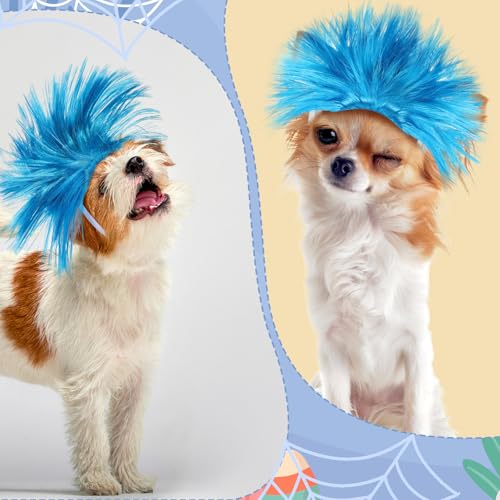 Pelucas divertidas para perros y gatos 2 pcs azul miniatura 4