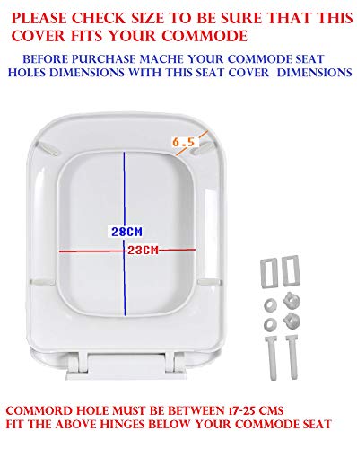 Image of MLD HKM-02 Wall Hung Polyethylene Rectangular Shaped Design Hydraulic Soft Closing PP Toilet Seat Cover Hinge Size adjustment sideways front back fit all brand Commode Close White Color