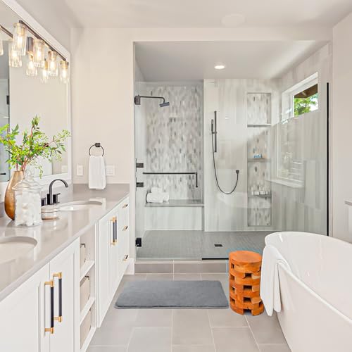 SOANNY 2 Piece Non-Slip Bath Mat Set, Luxury Thick Microfiber Shaggy Bathroom Rugs, 50 X 80 CM Soft Plush Shower Mat & 50 X 50 Toilet Pedestal Carpet, Machine Washable, Absorbent, Grey - Cosy Home Interiors SOANNY 2 Piece Non-Slip Bath Mat Set, Luxury Thick Microfiber Shaggy Bathroom Rugs, 50 X 80 CM Soft Plush Shower Mat & 50 X 50 Toilet Pedestal Carpet, Machine Washable, Absorbent, Grey - Image 7