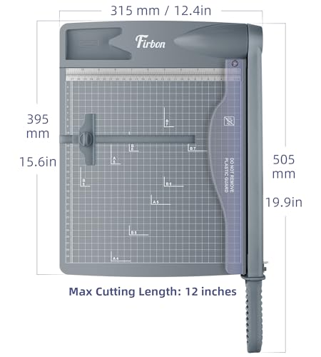 Firbon 12" Guillotine Paper Cutter, Heavy Duty 30-Sheet Capacity Trimmer for Cardstock, Photos, Scrapbooking, Office, Classroom, Studio (Gray) image 7
