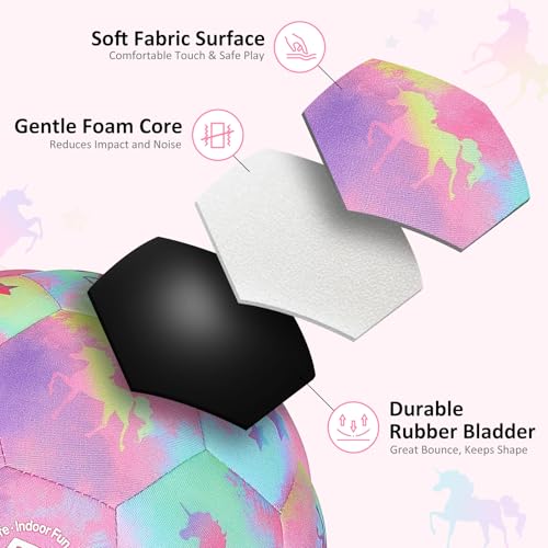 Image of Indoor Soccer Ball Size 3 Silent Soccer Balls Gifts for Beginners, Soft Foam House Training Balls, Lightweight Soccerball with Pump for Home Practice