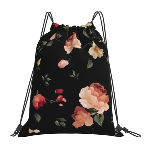 YHBLYKXP Flowers (2) print Casual drawstring backpack, lightweight and portable, fit for daily, sports and travel