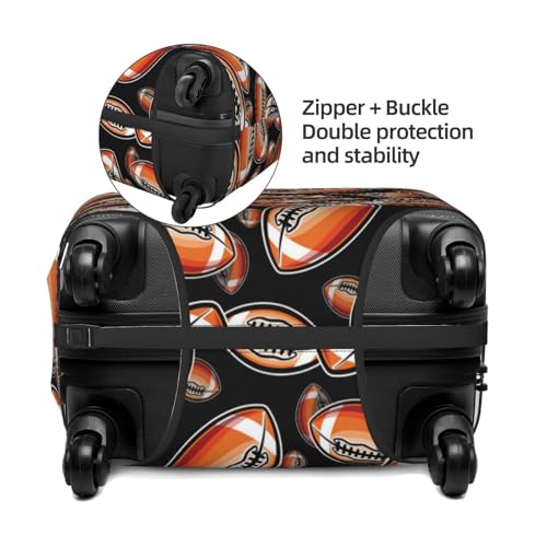 VOSERY Travel Luggage Cover - orange American football Rugby black Washable Suitcase Covers Protector Fits 18-32 Inch Luggage2