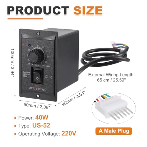 Controlador de motor de CA 220V 40W MECCANIXITY con interruptor de marcha atrás y bloque 3