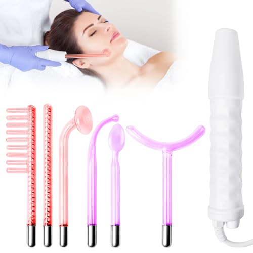 Hochfrequenzstab Gesicht mit 6 Sonden, Hochfrequenzstab, High Frequency Wand, Radiofrequenz Gerät Gesicht, Beauty Gesichtsmaschine, Akne-Behandlungsgerät
