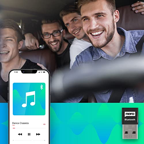 Nero odbiornik audio Bluetooth 5.0 | bezprzewodowe HiFi i system stereo | odbiornik z 3,5 mm wtyk i USB dongle | 48 cm kabel audio | bez baterii, automatyczne uruchomienie