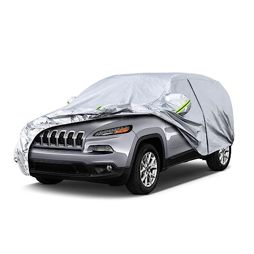 Koukou SUV Car Cover Custom Fit Jeep Cherokee from 2013 to 2025, Waterproof Car Cover All Weather for Automobiles Outdoor Indoor with Zipper Door, Sun Rain Dust Snow Protection. by KouKou - Used condition - US$29.77