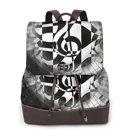 Sac à dos pour ordinateur portable femme en cuir noir imprimé EdWal