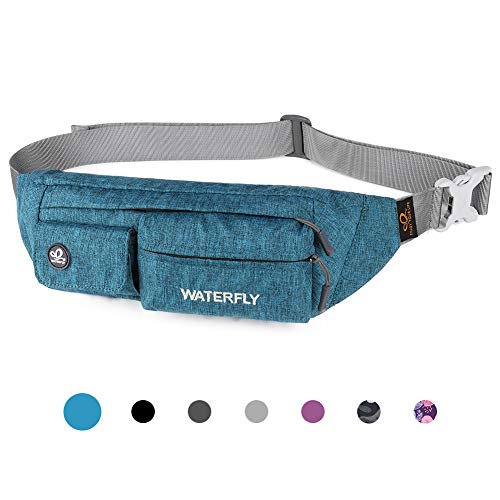 WATERFLY Fanny Pack Slim Soft Polyester Water Resistant Waist Bag for Man Women