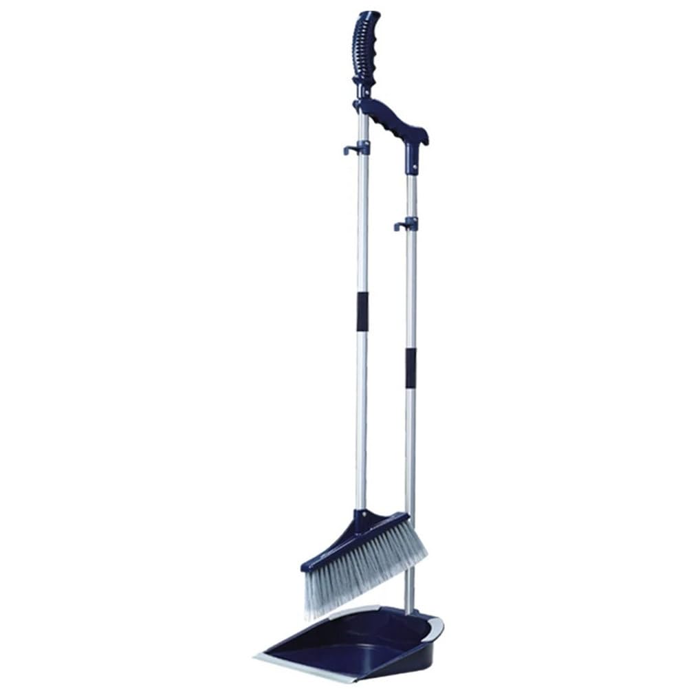 Besen- und Kehrschaufel-Set für Zuhause, Aufrechte Kehrschaufel mit Kehrschaufelzähnen, Kehrkombination mit Aluminiumgriff für den Innen- und Außenbereich, Garage, Küche, Zimmer, Büro