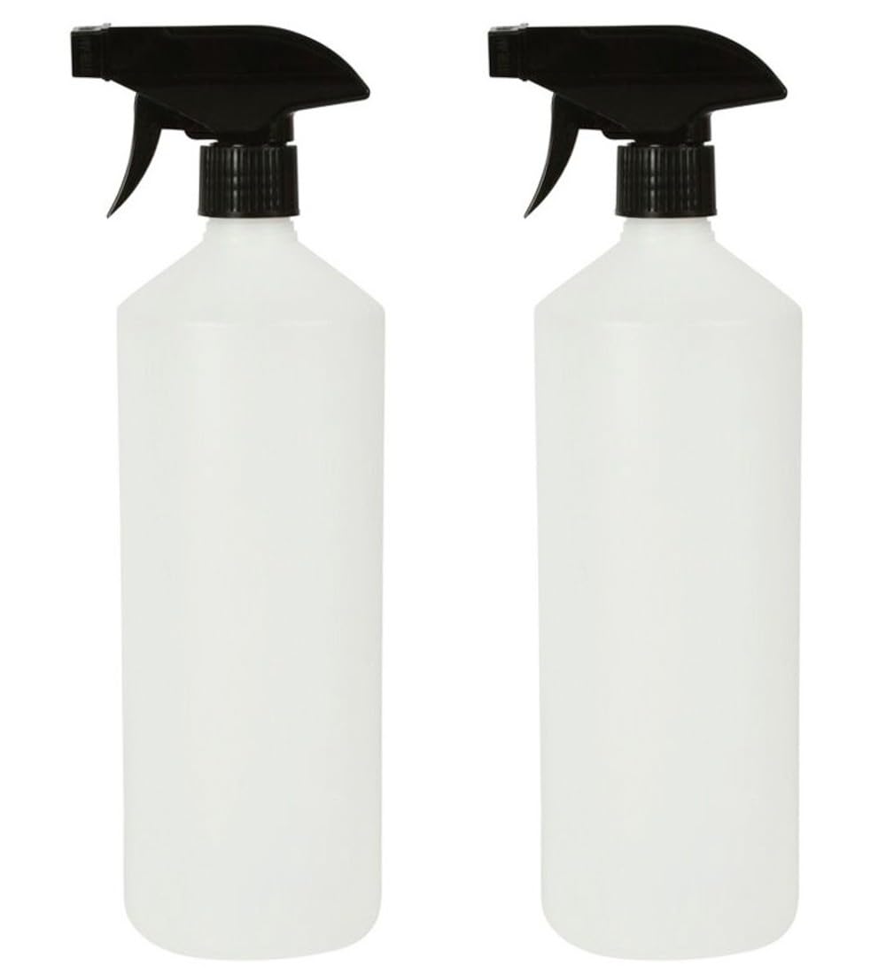 Lucemill 2 x 1 Litre Empty Trigger Spray Bottles – HDPE Refillable 1000ml Spray Bottles for Cleaning Solutions, Plant Mist, Hair & Beauty, Detailing & DIY – BPA Free, Durable & Reusable