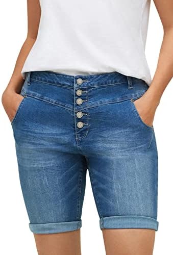ellos Women's Plus Size Button-Front Denim Shorts - 20, Light Stonewash Blue