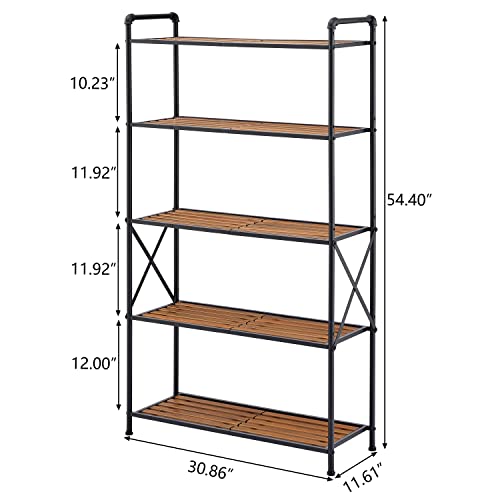 Tajsoon 5-Tier Storage Rack, Widen Shelving Unit Storage Shelves, Multipurpose Shelf Display Rack For Living Room, Kitchen, Bathroom, Balcony, Metal, Industrial Style/Black #TOP2