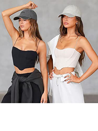 Lyaner Women’s Sexy Sweetheart Neck Sleeveless Crop Tube Tops Strappy Bustier Cami Top White Medium #TOP4