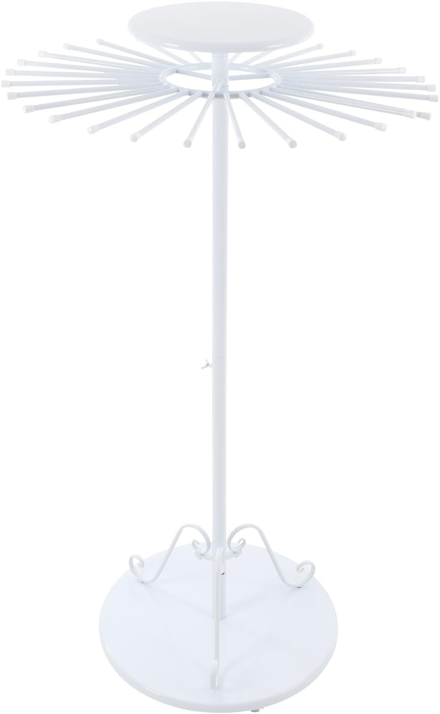 Rotating Scarf Rack, 30-Arm Floor Standing Scarf Display Stand, Sturdy Metal Scarf Holder for Home, Retail Store, Boutique (White)