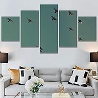 SIGNWIN 5 Panel Canvas Wall Art Birds Farmhouse/Country Group Group Multicolor Photography Realism Relax/Calm Warm for Home Decorations Ready to Hang - 60