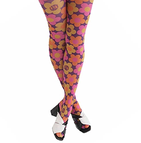 Aonoapll Women Y2k Printed Tights Mesh Pantyhose Stockings Vintage Floral High Waist Skinny Leggings Streetwear