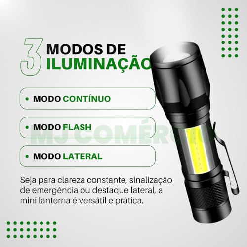 Mini Lanterna Tática LED Recarregável via USB - Design em Alumínio, Super Forte, Com Múltiplos Modos