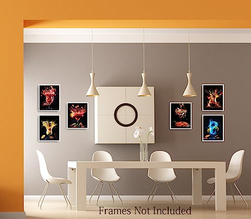 Colorful Cocktail Wall Art Bar Wall Decor,Funky Splatter Strawberry Lemon Pineapple Champagne Alcohol Drink Prints Posters,Nature Landscape Pictures Wall Art Decor Aesthetic Posters For Modern Fashion International Beverage Wall Art Decor Frameless Set Of 6 (8"X10") #TOP3