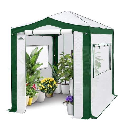 Image of EAGLE PEAK 8x6 Walk in Pop Up Greenhouse, Green /White