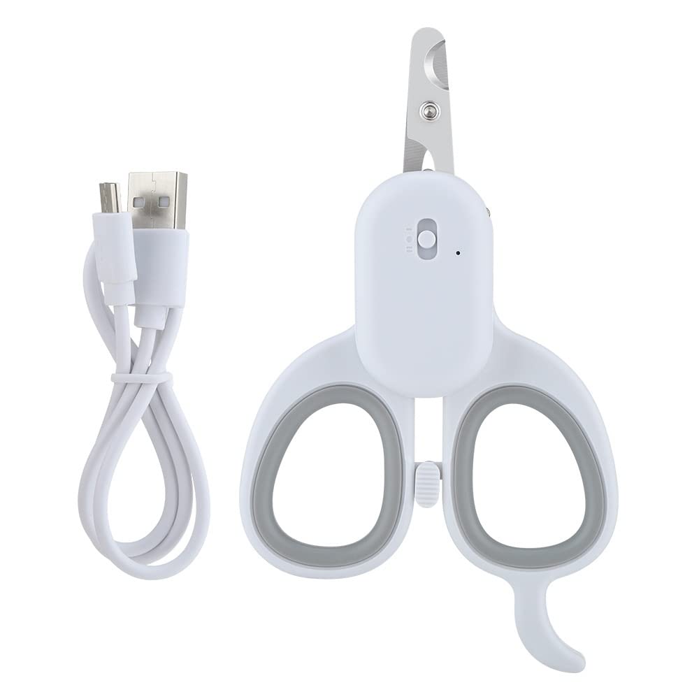 BbteK Cortaúñas Cortaúñas for Mascotas Carga USB Línea a Prueba de Sangre Luz LED for iluminar Tijeras de uñas de Acero Inoxidable for Cortador de Garras de Perros y Gatos Cortauñas