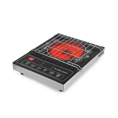 Image of CELLO Blazing Venus Infrared Cooktop Stove 2200W Black | Crystal Glass Top Plate, Sensor Touch Controls, Customized Reset Menu, 11 Stage Power Settings | For Frying Boiling Grilling | 1 Year Warranty