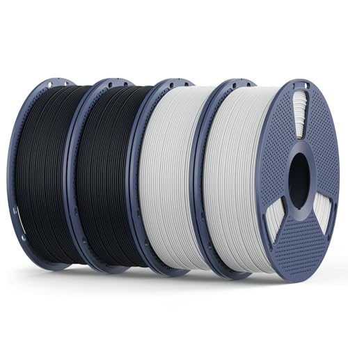 Matte PLA Filament 1.75mm 2025 Upgrade Spool Compatible with Bambulab Refill Filament, 4kg(8.8lbs) SUNLU 3D Printer Filament, Matte Surface Texture, Black+Black+White+White F-mattepla-4kg-bl