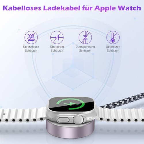 Ladekabel für Apple Watch und iphone Ladegerät - 120cm USB C Charging Kabel Ladestation für iWatch Serien, 3 in 2 SchnellLadekabel für iPhone 15/14/13/12/11/iPad/AirPods