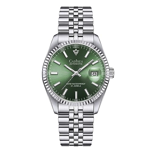 Cadisen Montre automatique pour homme - Montre mécanique automatique avec verre saphir et bracelet en acier inoxydable..