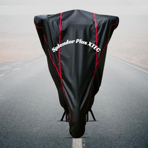 Image of Motorcycle Bike Body Cover for Outdoor Use - Heavy Fabric Water Resistant Two Wheeler Cover with UV, Dust & Rain Protection Compatible for Splendor Plus XTEC