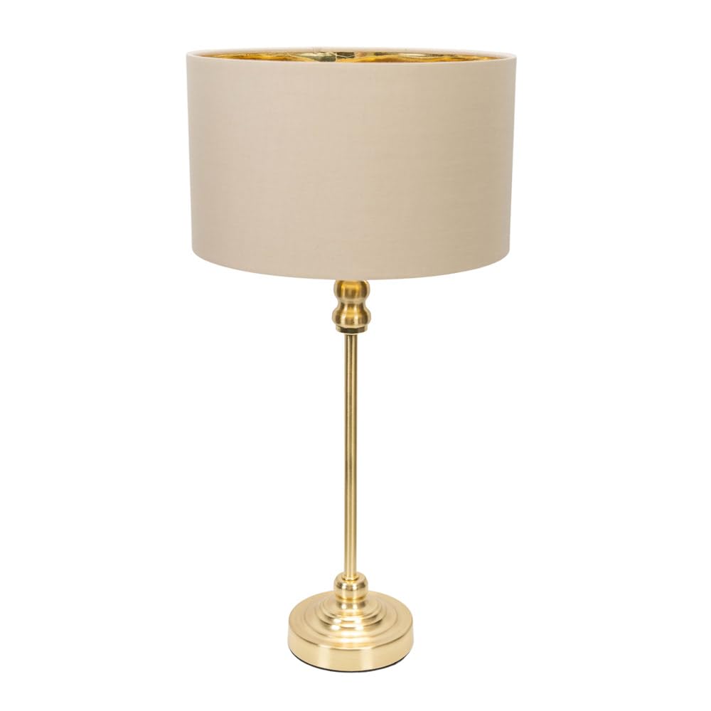 Valuelights Natural & Gold Shade | Maggie Gold Metal Candlestick Table Lamp With Natural & Gold Inner Shade & Warm White Bulb | Table Lamps, Home Décor & Improvement Essential