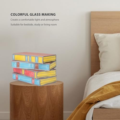 Lâmpada de Livros de Vitral Colorido, Design Vintage, Atmosfera Quente, Multifuncional, Presente Per