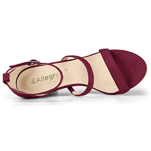 Allegra K Allegra K Women Open Toe Triple Straps Stiletto High Burgundy Heel Sandals - 9 M US