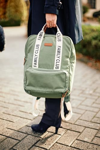 Childhome, Zaino Fasciatoio Family Bag Club, Grande Capacità, Multifunzionale, Fasciatoio Incluso, 11 Scomparti, Tasche Isolate, Passaggio Per Trolley, Gancio Per Passeggino, 20,5L, Verde - 5