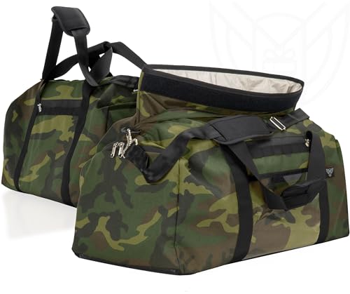 Xtreme Sight Line ~ AQUA Duffel Faraday Bag ~ Water-Proof Signal Blocking Duffel Bag for Large Electronics ~ Tracking/Hacking Defense ~ Data Security ~ 1000D Nylon ~ Woodland Camo