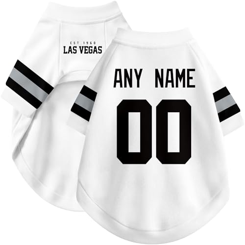 Image of Las Vegas Dog Clothes Jersey Style Personalized Pet T Shirt with Custom Name Number for Small Medium Large Dogs