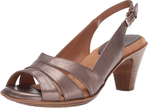 Comfortiva® Neima - Soft Spots Sandals for Women – Smooth Lining – Slingback Strap – Hand-Painted Sleek Heels Taupe Metallic 9.5 W (D)