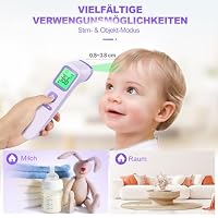 Fieberthermometer Kontaktloses Stirnthermometer, digitales Infrarot-Thermometer für Babys und Erwachsene mit sofortiger Messgenauigkeit und Fieberalarm (lila) – Ansicht 5