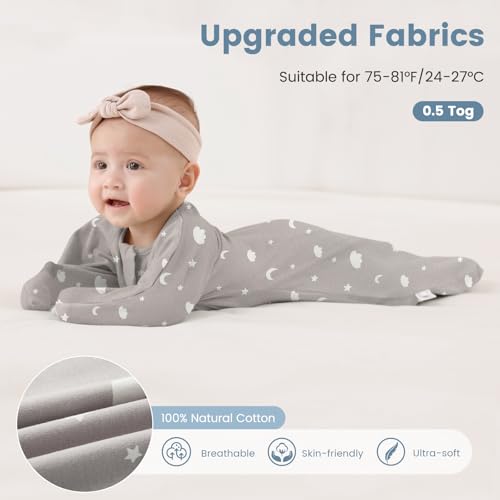 Image of ZIGJOY Swaddle Sleep Sack 6-12 Months, 1.0 Tog Cotton Baby Swaddle Blanket