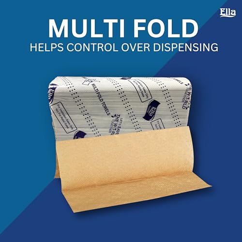 Image of ELLA Brown Multi Fold Tissue Paper I Soft Sustainable Absorbent Durable I Perfect For Commercial Office Home Use I 10 Packs Of 130 Sheets I Free Check Duster Cloth