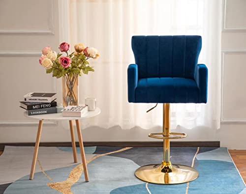 Pella Swivel Adjustable Height Bar Stool (22.5'' D X 22.5'' W X 41'' H), Navy, Medium, W113751866 #TOP1